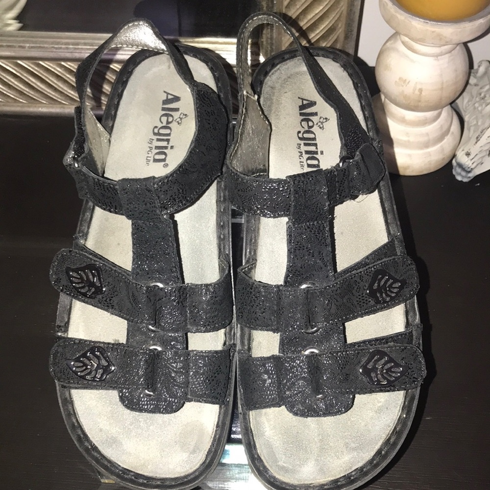 Alegria Black Sandals Comfort Gladiator Design